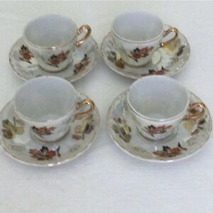 Vintage Sterling China Demitasse cups & Saucers Set of Four no cracks or chips
